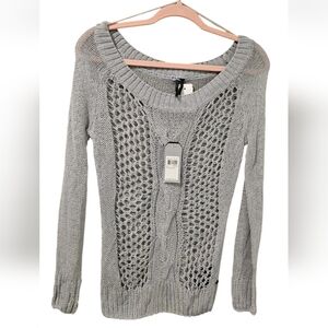 Guess by Marciano Open Knit Pullover Sweater Top long sleeve chocolate size S